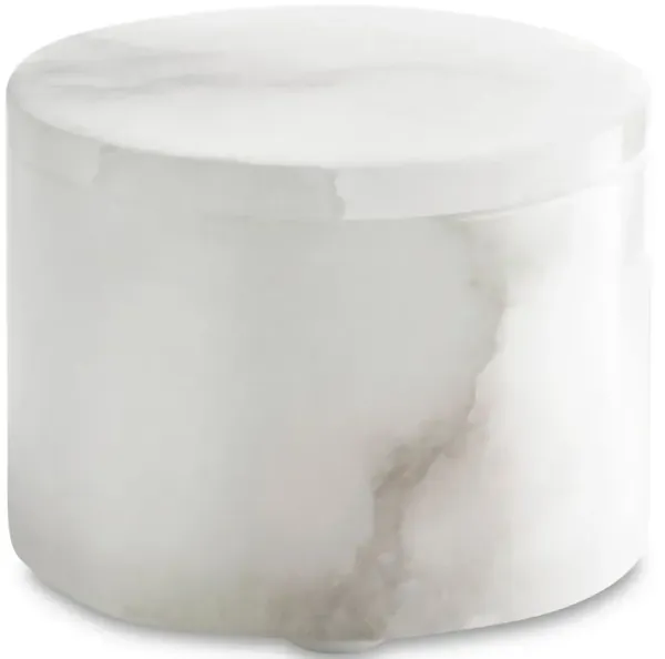 Alabaster Cotton Jar, White