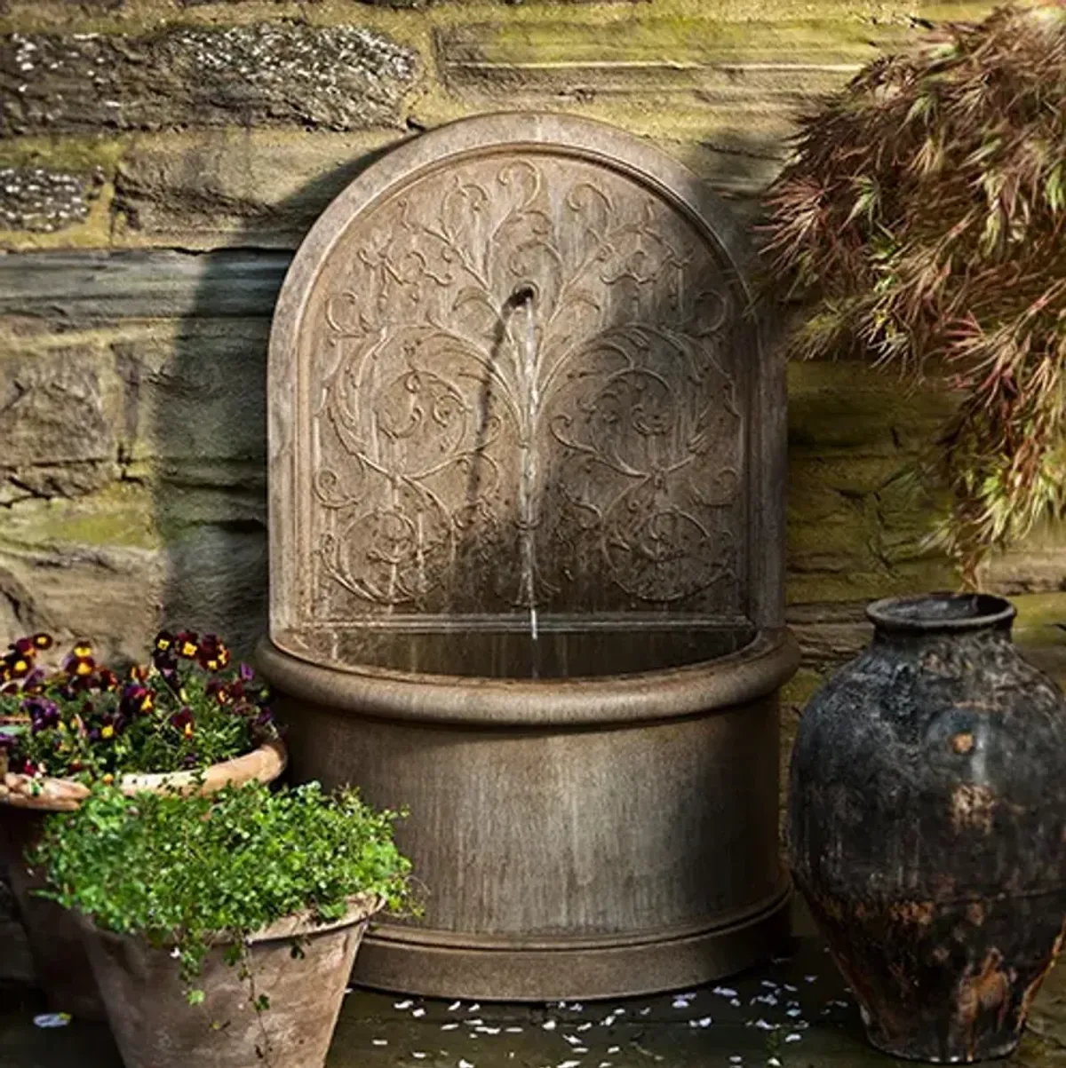 40.5" Corsini Wall Fountain, Limestone