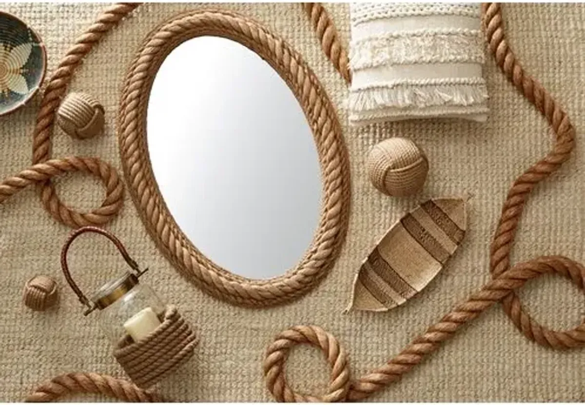 Rayna Rope Oval Wall Mirror - Natural