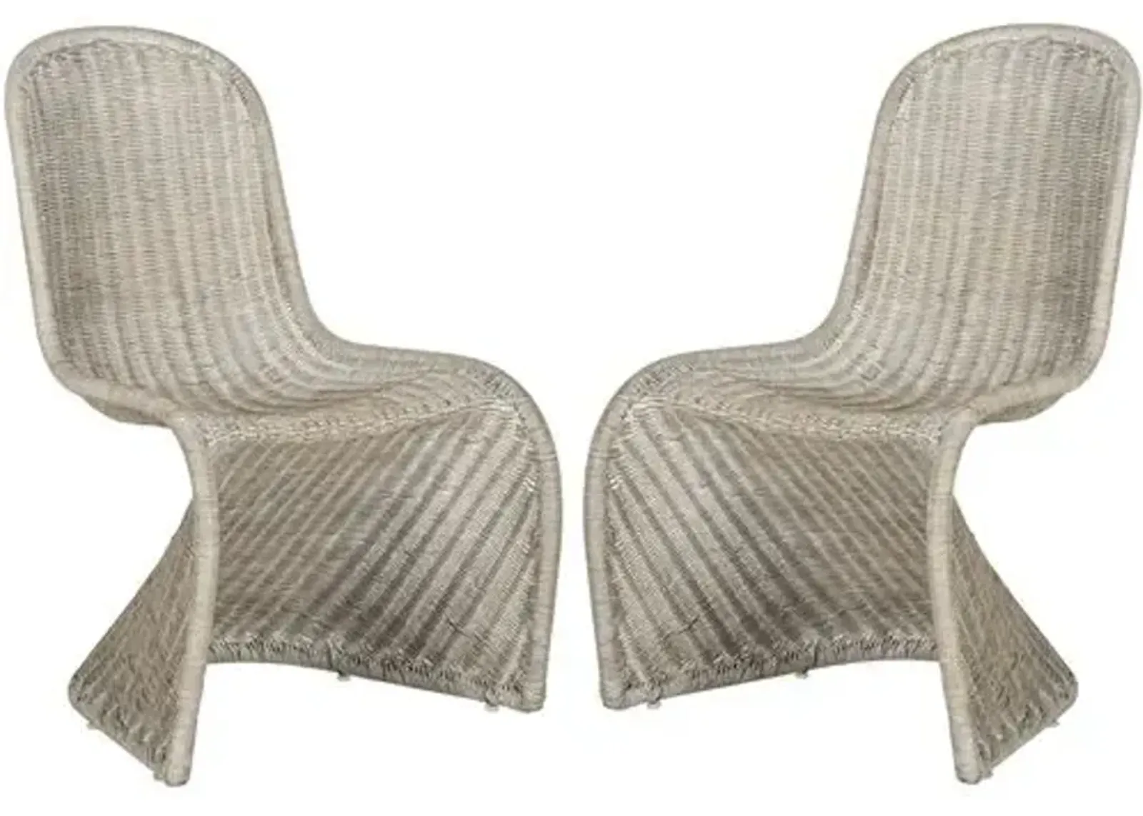 Set of 2 Tana Wicker Side Chairs - Antiqued Gray