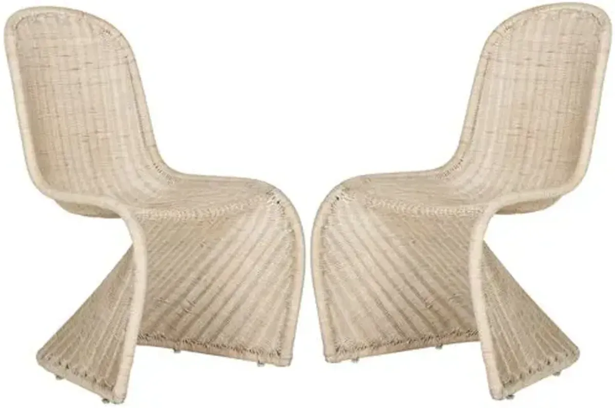 Set of 2 Tana Rattan Side Chairs - Whitewash