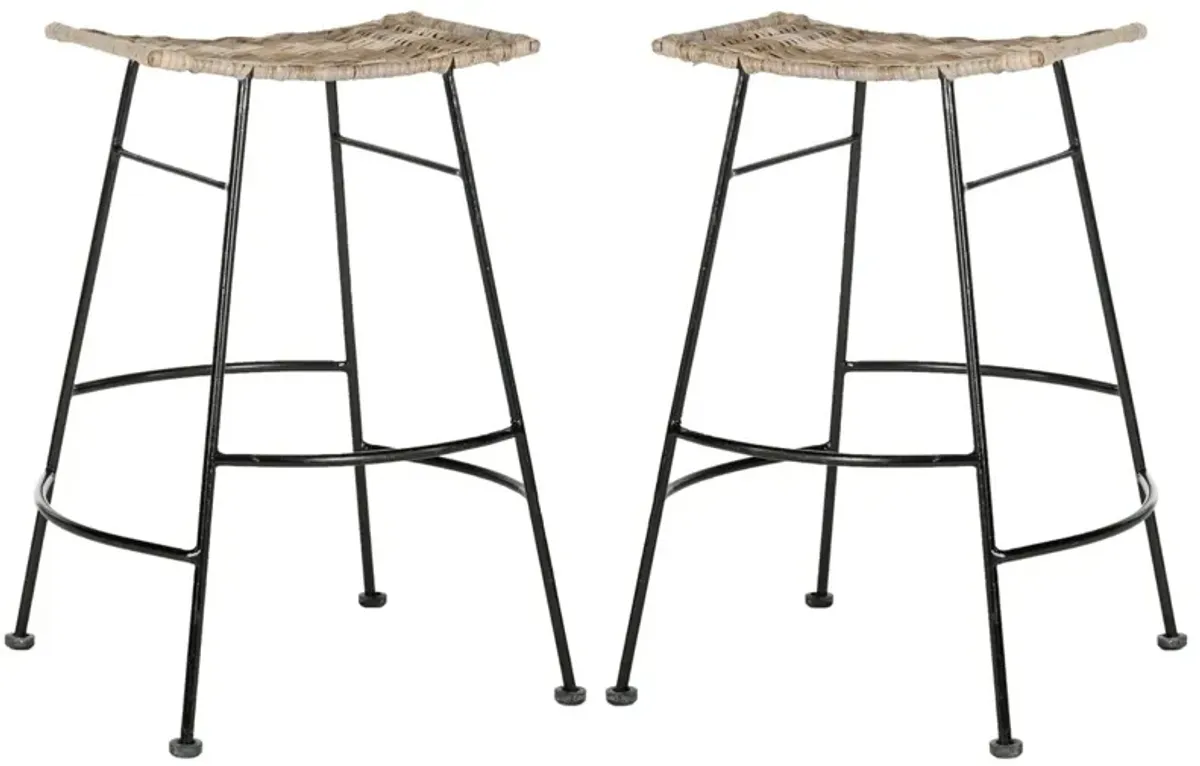 Set of 2 Julia Counter Stools - Natural/Black