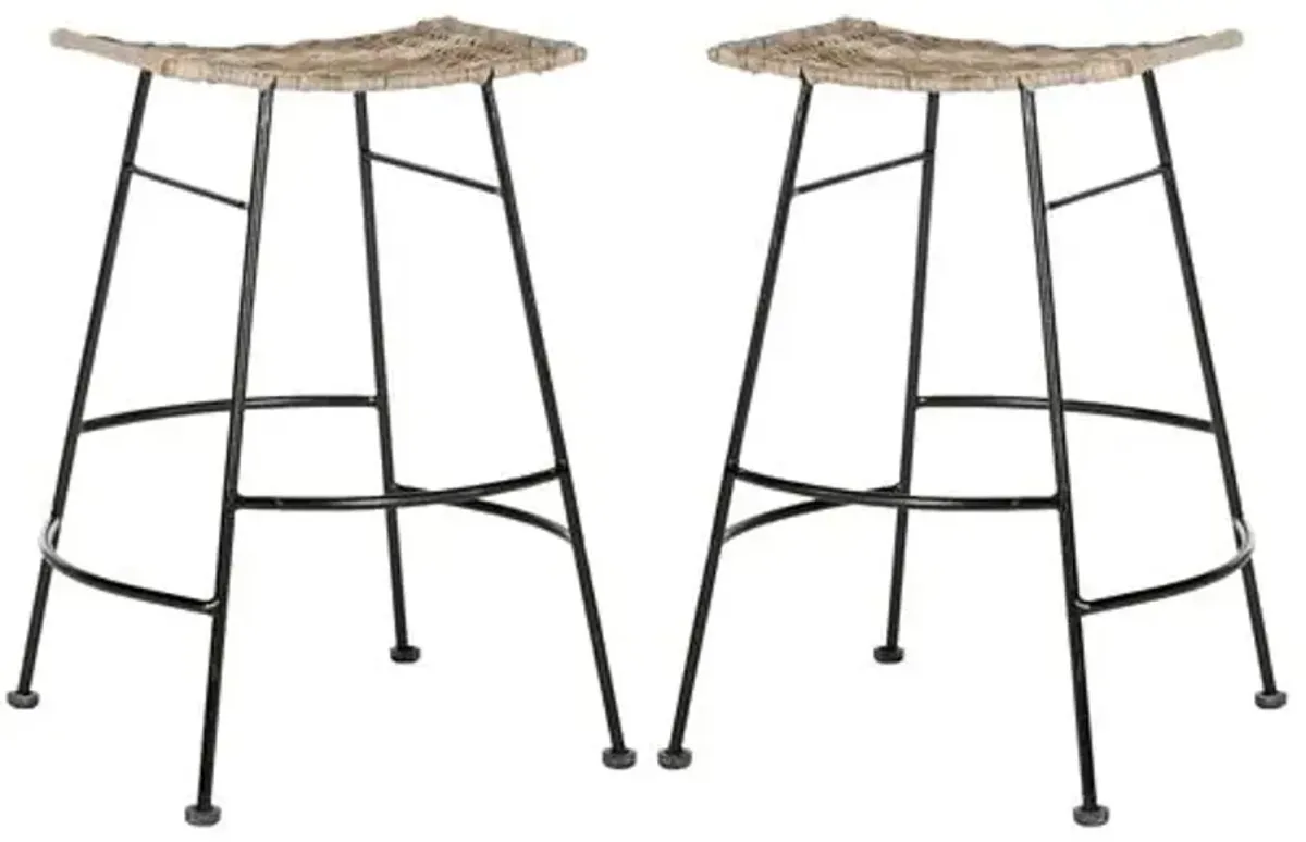 Set of 2 Julia Counter Stools - Natural/Black