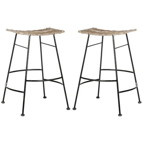 Set of 2 Julia Counter Stools - Natural/Black