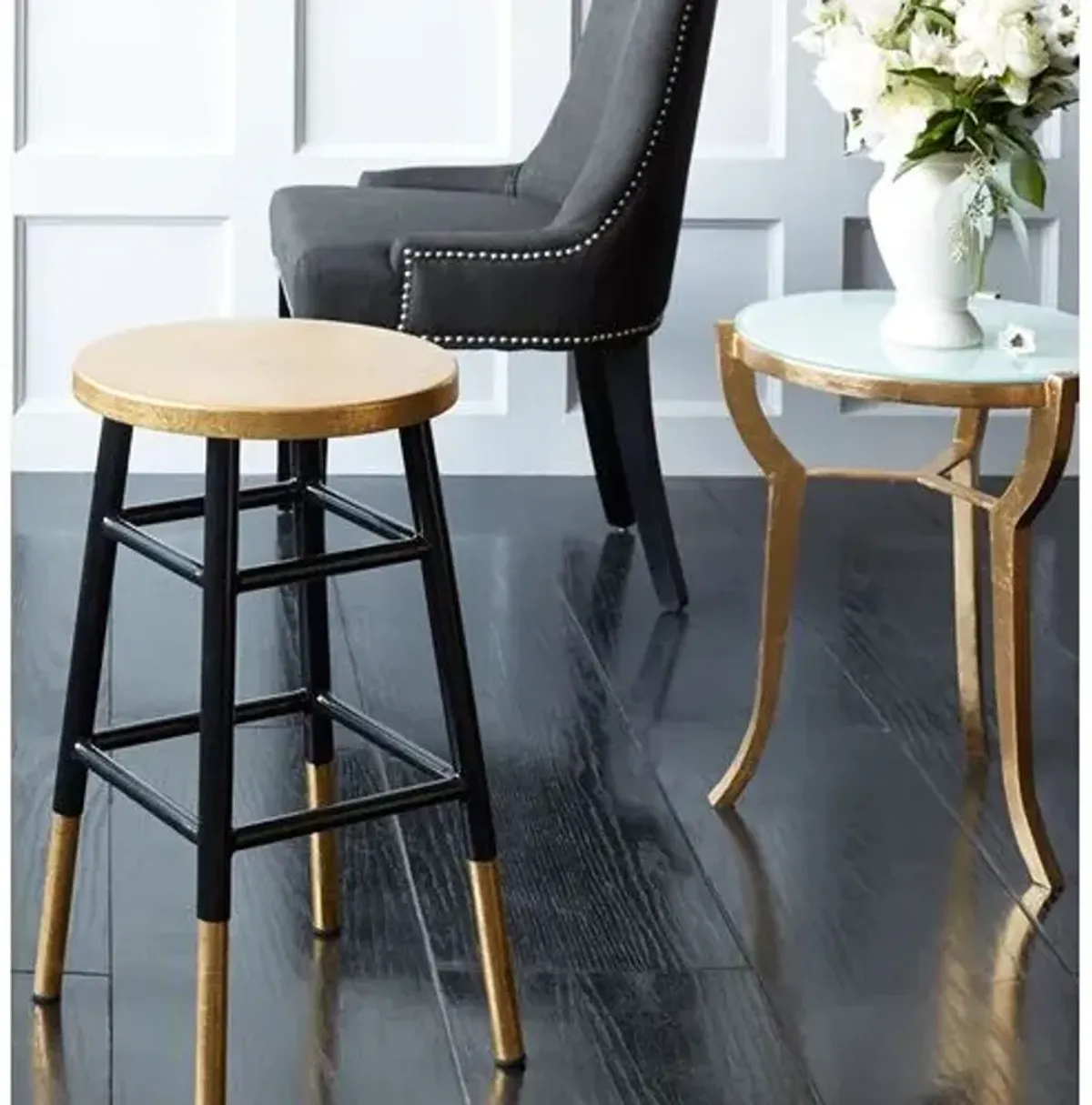 Lacie Counter Stool - Black/Gold