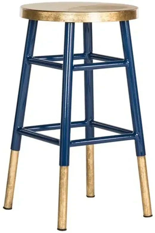 Lacie Counter Stool - Navy/Gold