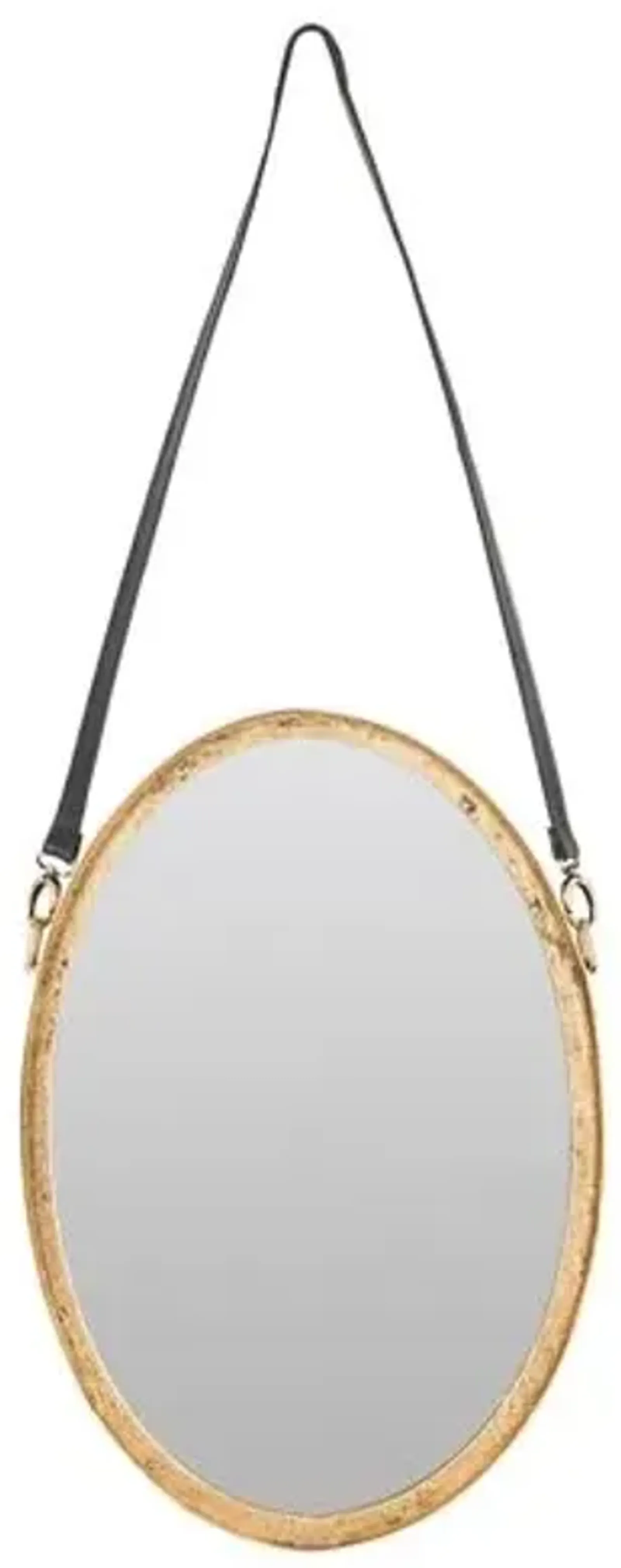 Mini 16" Round Hanging Mirror - Gold - Gray