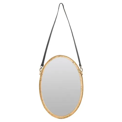 Mini 16" Round Hanging Mirror - Gold - Gray