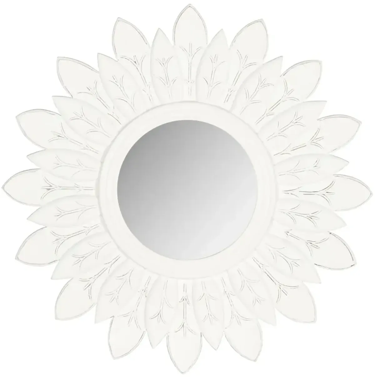 Lotus Sunburst Wall Mirror, White