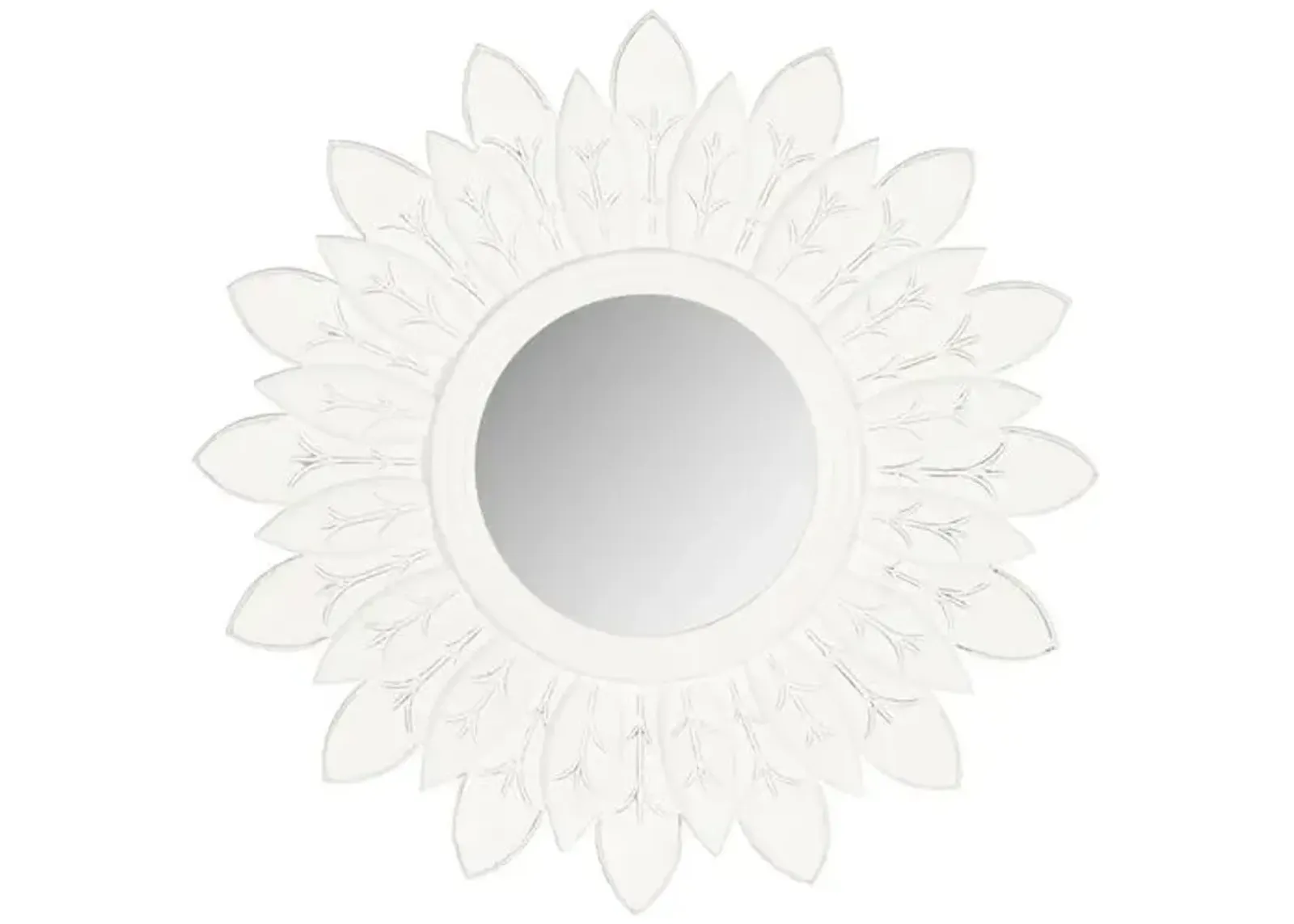 Lotus Sunburst Wall Mirror - White