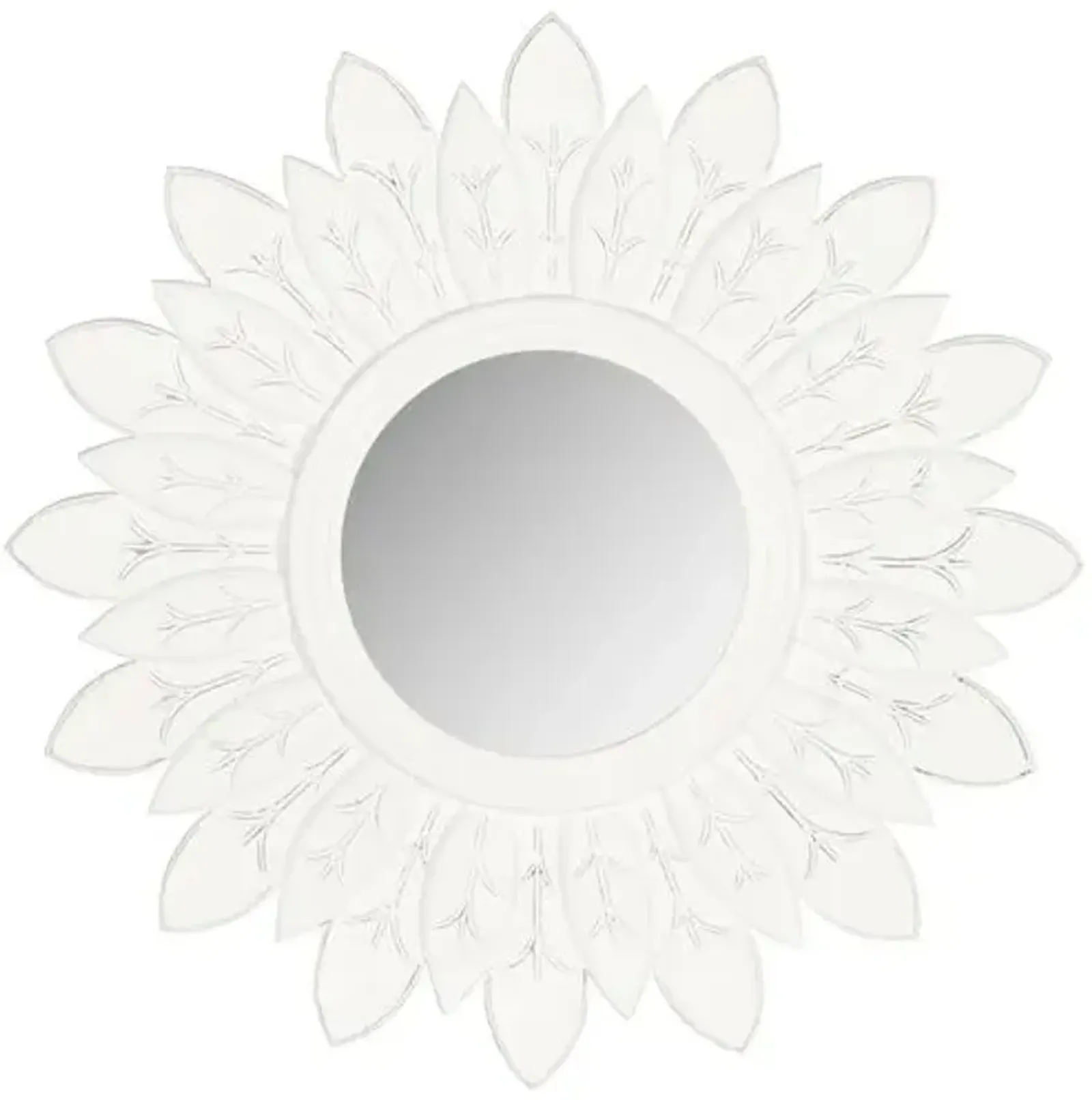 Lotus Sunburst Wall Mirror - White