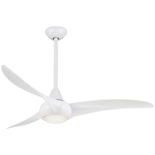 Aire Wave Ceiling Fan Light Fixture - White - 3 Blades - 3 Blades, Hardwired, Energy Efficient