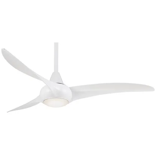 Aire Wave Ceiling Fan Light Fixture - White - 3 Blades - 3 Blades, Hardwired, Energy Efficient