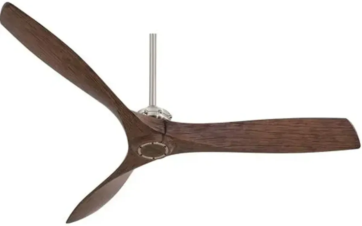 Aire Aviation Ceiling Fan - Nickel/Maple Stain - Brown - 3 Blades - 3 Blades, Hardwired, Energy Efficient