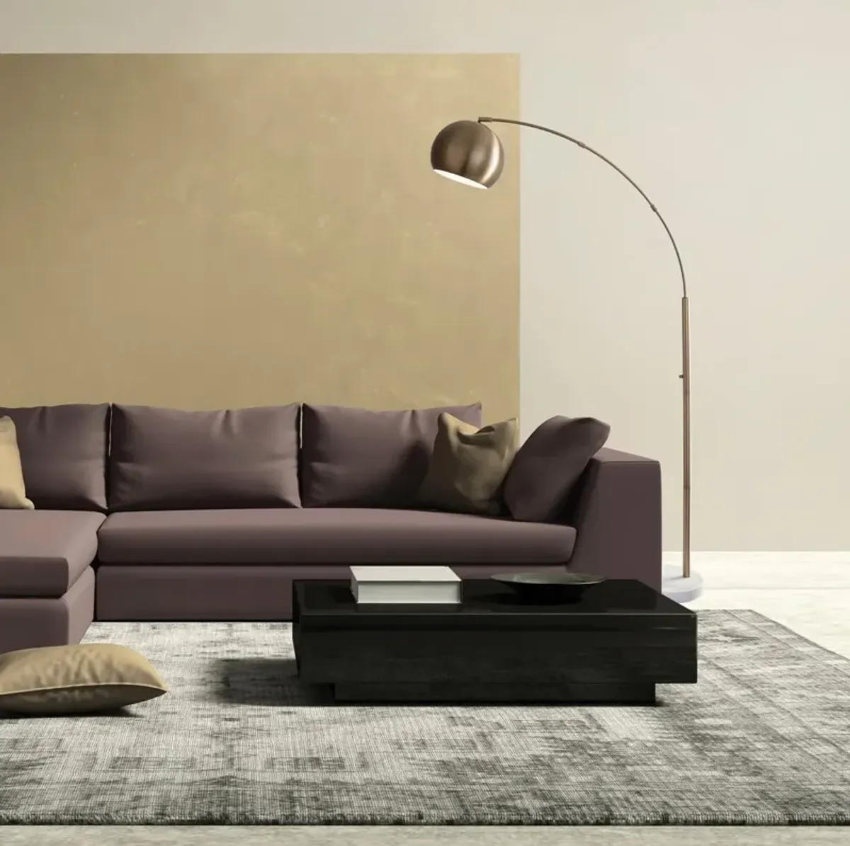 Carla Arc Lamp - Antique Brass - Gold
