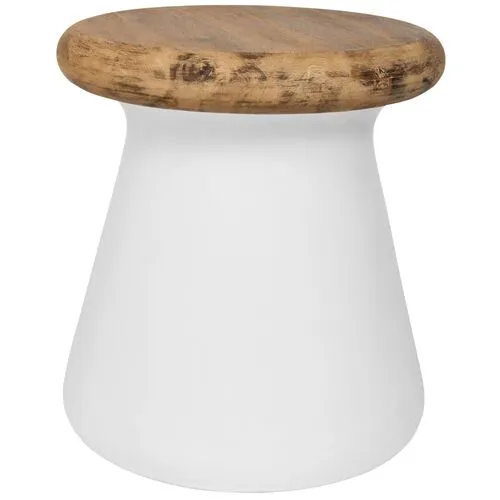 Oshie Outdoor Side Table - Ivory - Beige
