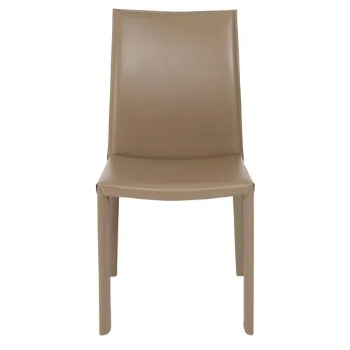 Set of 2 Callen Side Chairs - Taupe Faux Leather - Brown