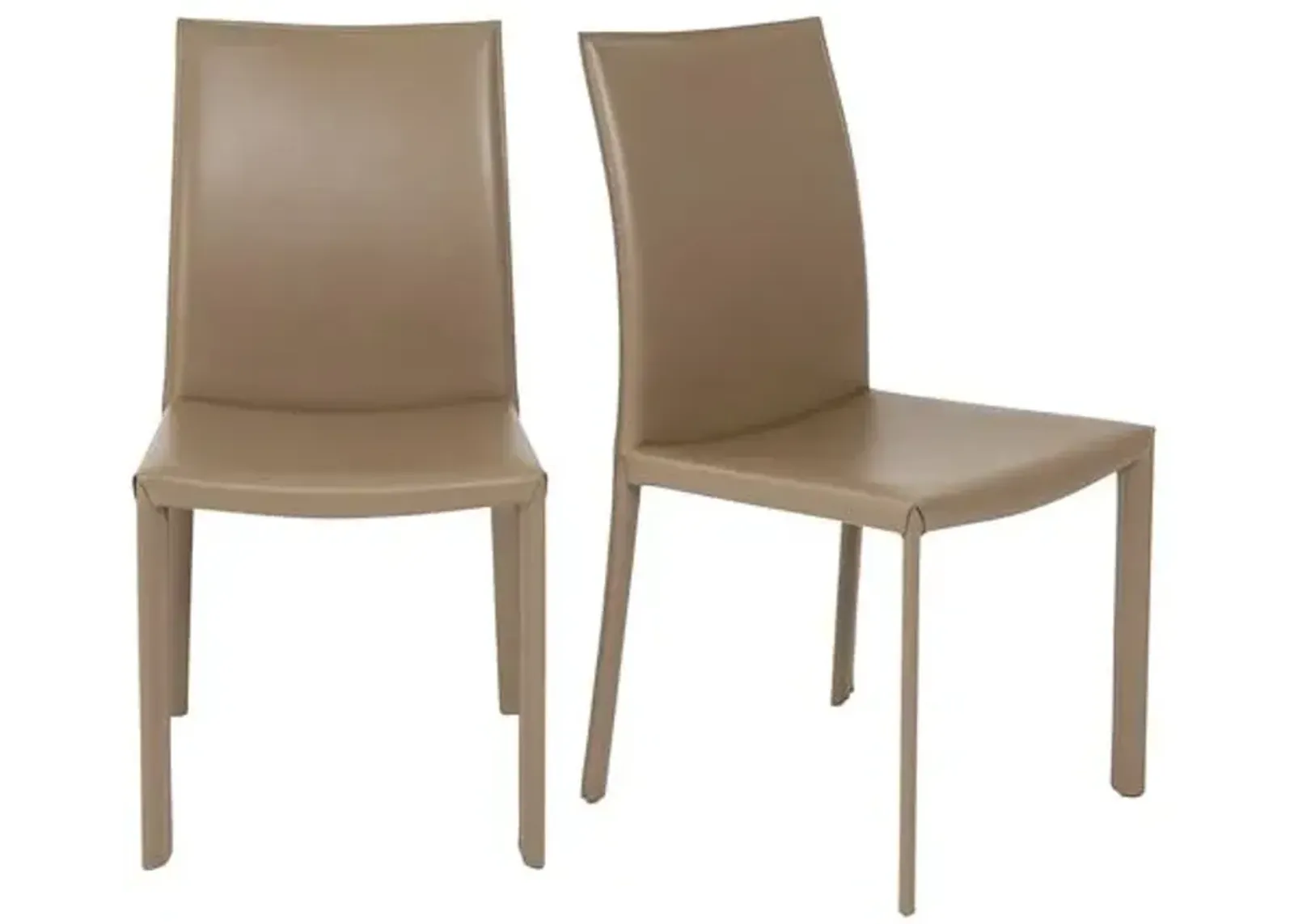 Set of 2 Callen Side Chairs - Taupe Faux Leather - Brown