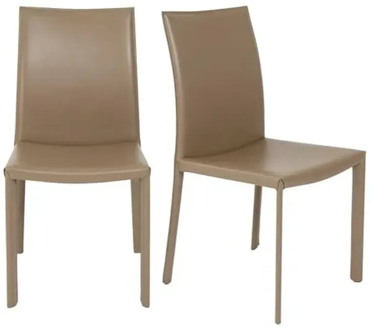 Set of 2 Callen Side Chairs - Taupe Faux Leather - Brown