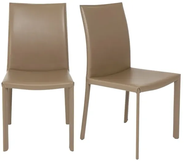 S/2 Callen Side Chairs, Taupe Faux Leather