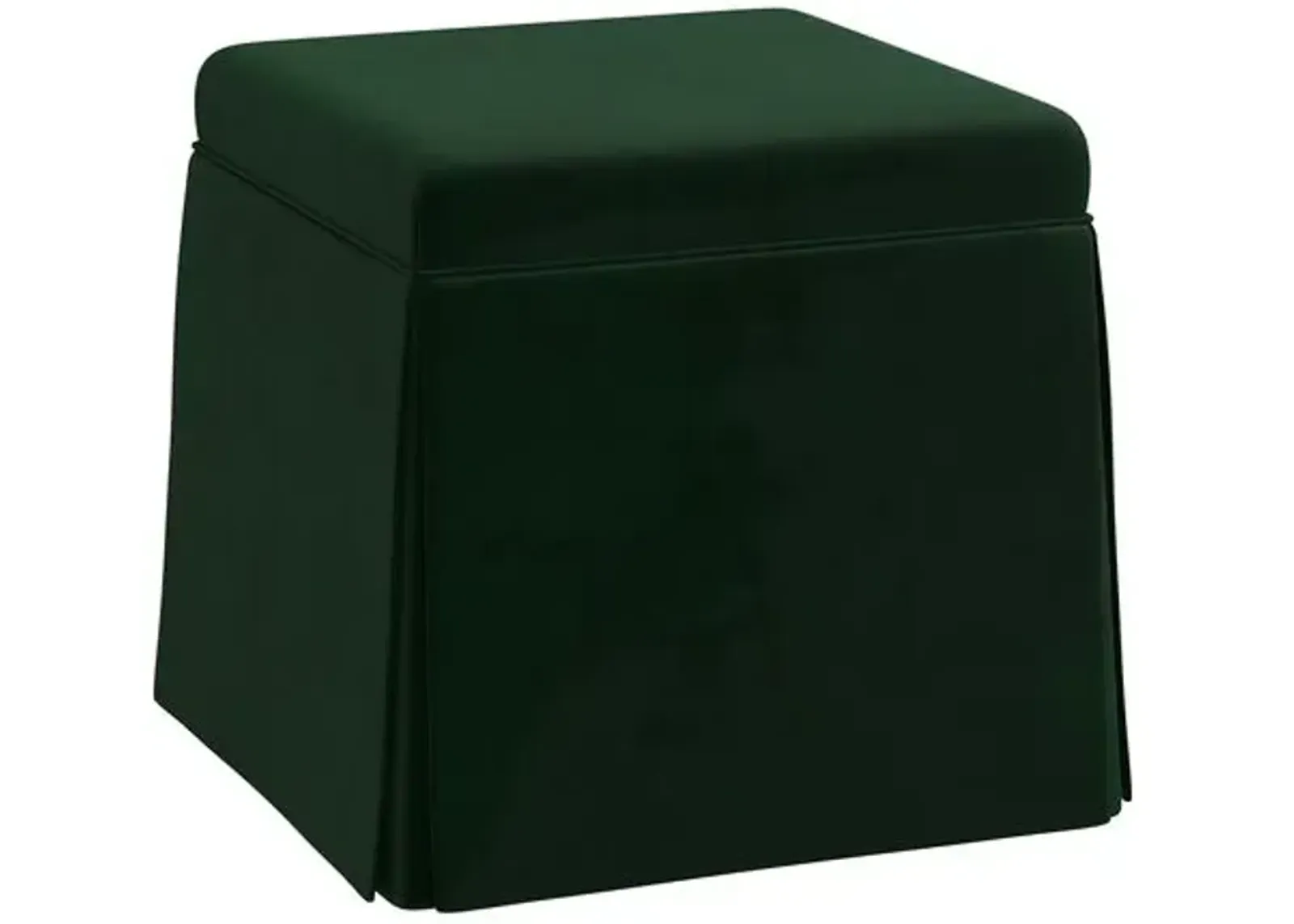 Anne Velvet Skirted Storage Ottoman - Green