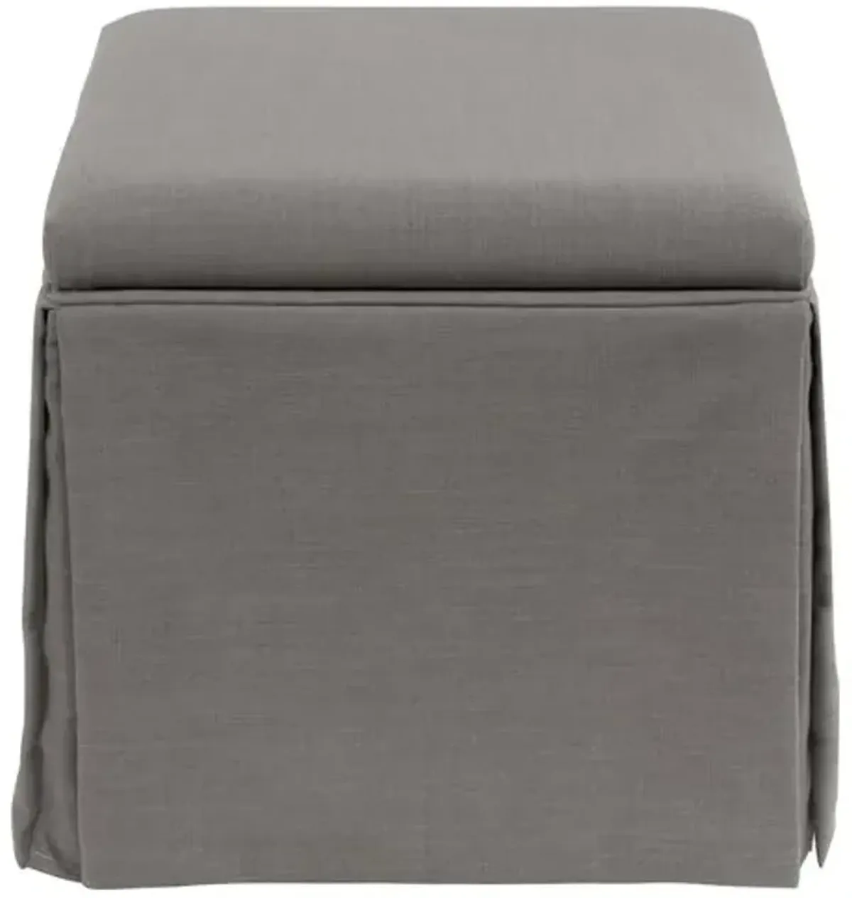 Anne Linen Skirted Storage Ottoman - Handcrafted - Gray