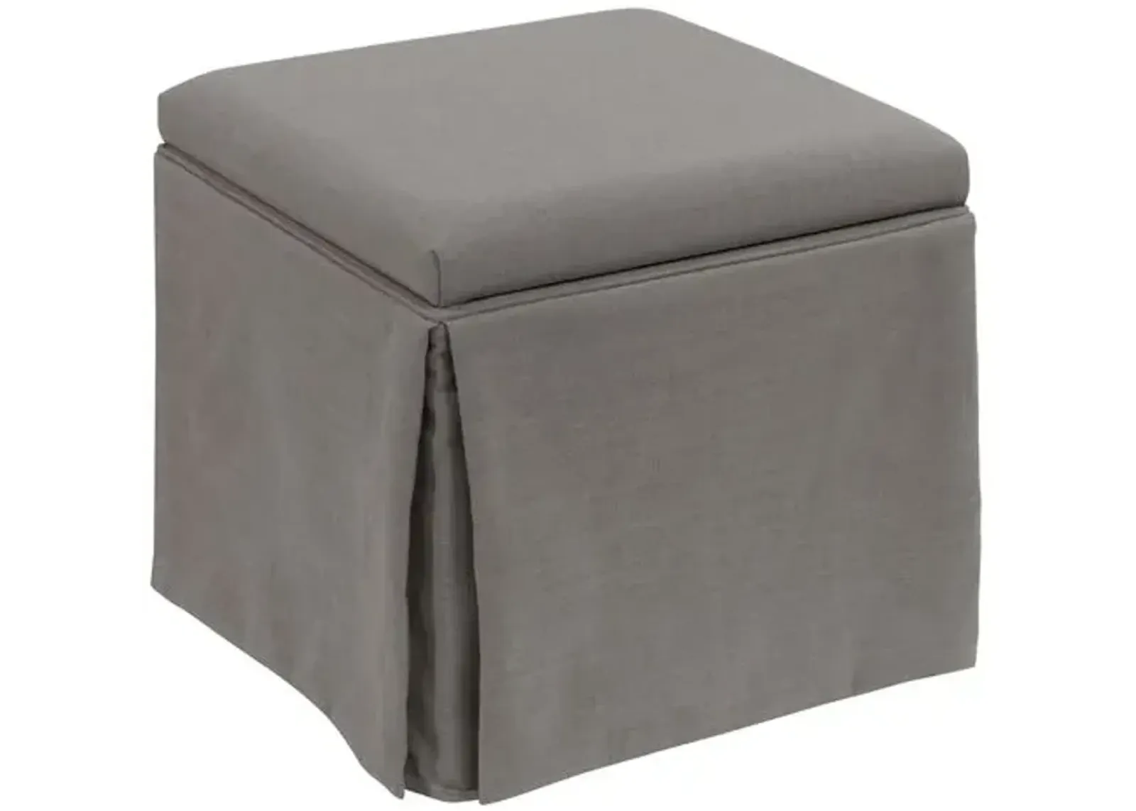 Anne Linen Skirted Storage Ottoman - Handcrafted - Gray