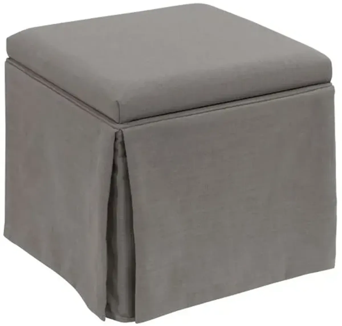 Anne Linen Skirted Storage Ottoman - Handcrafted - Gray