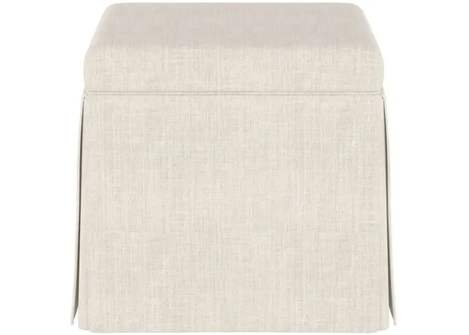 Anne Linen Skirted Storage Ottoman - Handcrafted - Beige