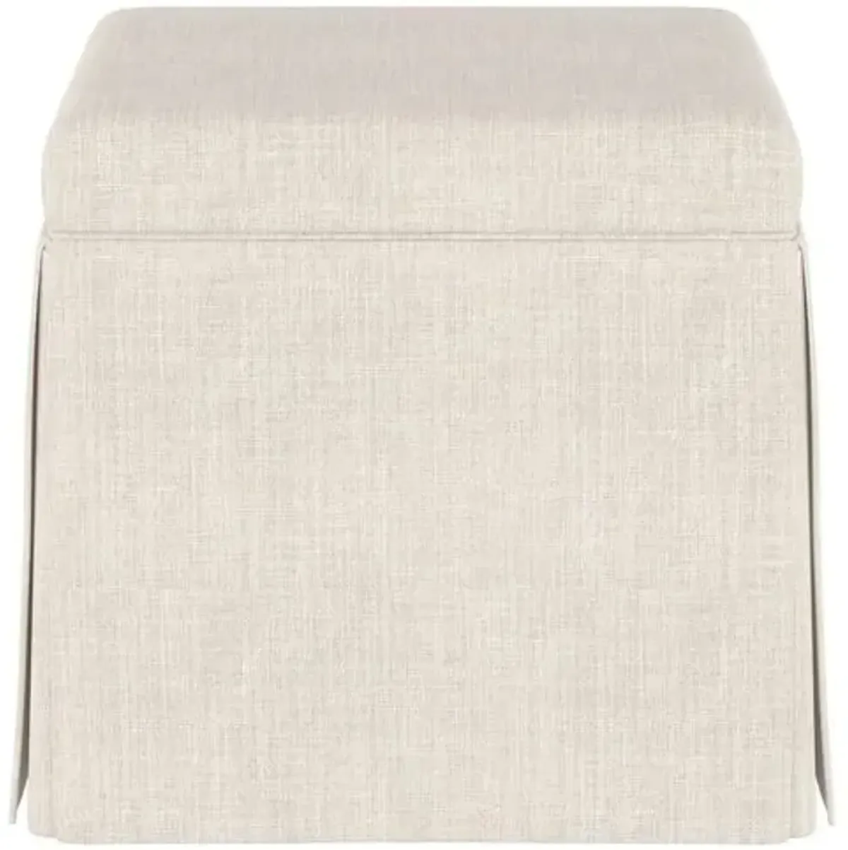 Anne Linen Skirted Storage Ottoman - Handcrafted - Beige