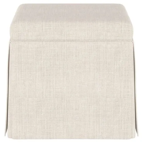 Anne Linen Skirted Storage Ottoman - Handcrafted - Beige