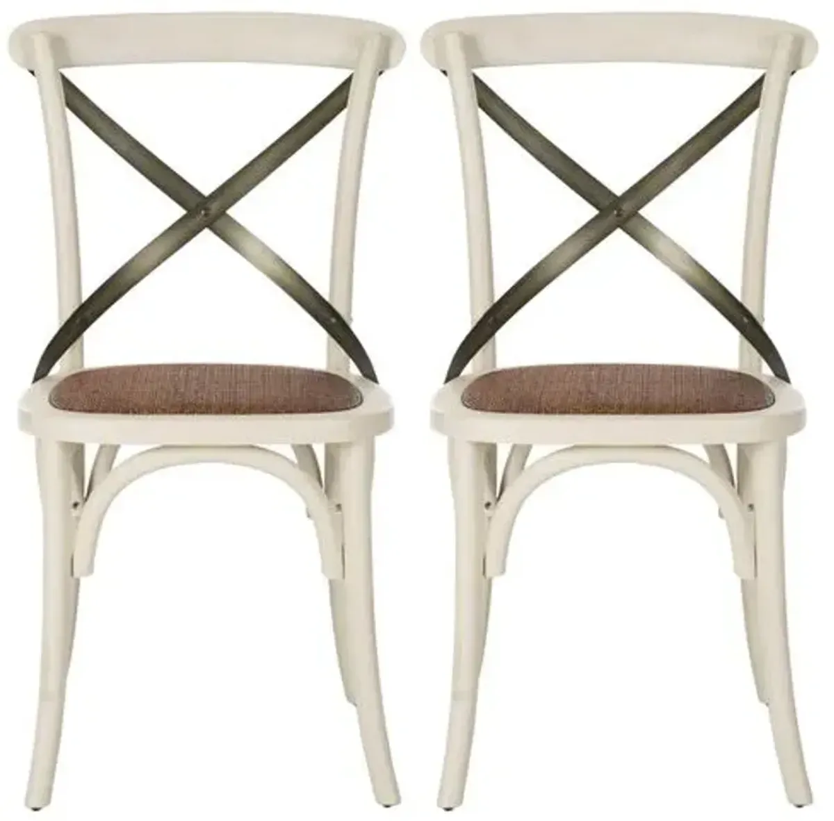 Set of 2 Bonnie Side Chairs - White/Black - Beige