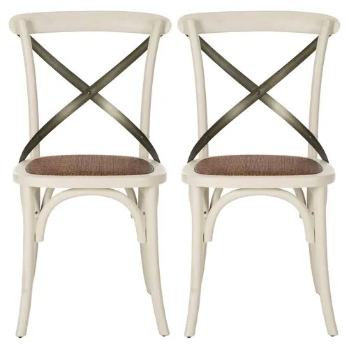 Set of 2 Bonnie Side Chairs - White/Black - Beige