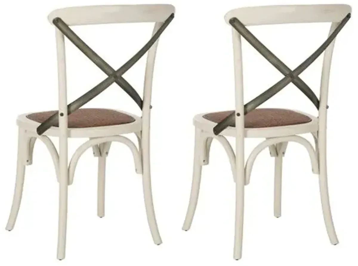 Set of 2 Bonnie Side Chairs - White/Black - Beige