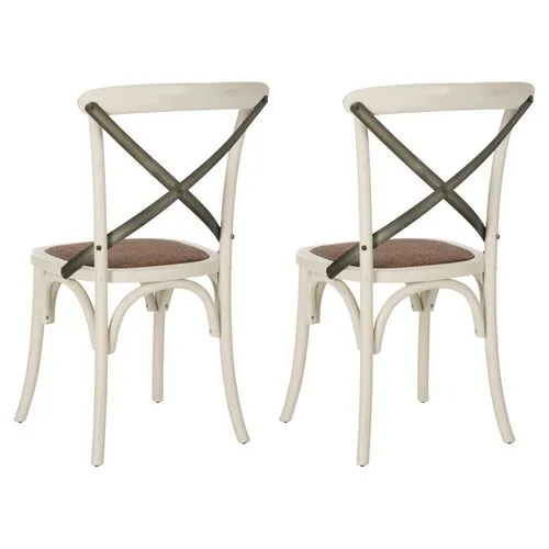 Set of 2 Bonnie Side Chairs - White/Black - Beige