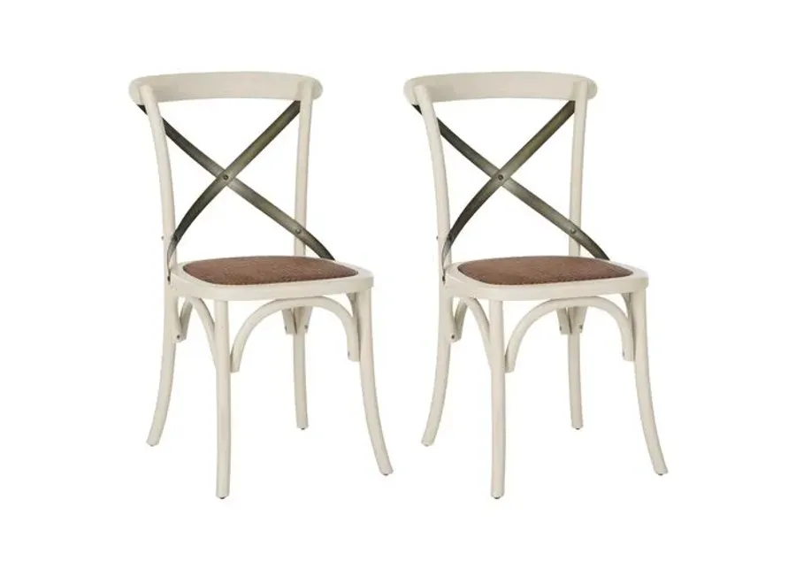 Set of 2 Bonnie Side Chairs - White/Black - Beige