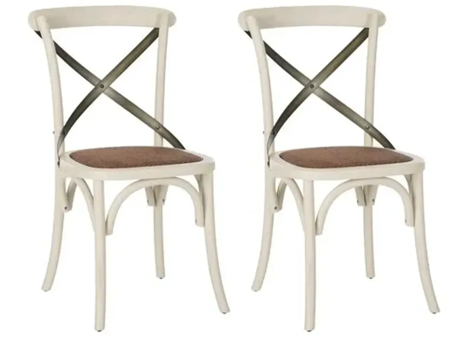 Set of 2 Bonnie Side Chairs - White/Black - Beige