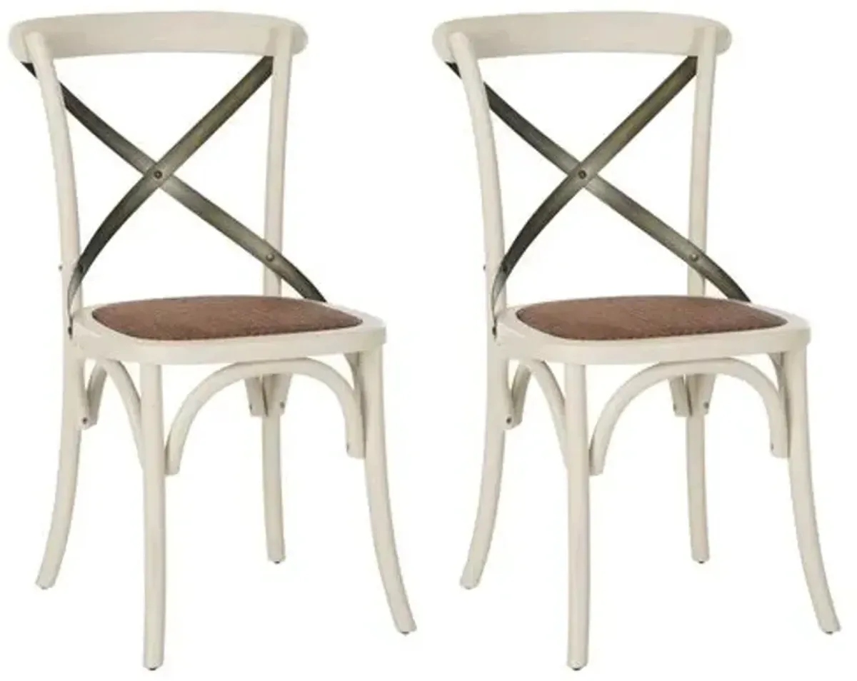 Set of 2 Bonnie Side Chairs - White/Black - Beige