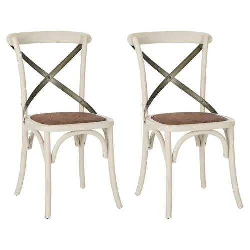 Set of 2 Bonnie Side Chairs - White/Black - Beige