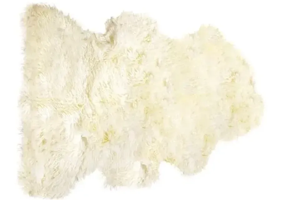 Sheepskin Curly Rug - Natural - Ivory - Ivory