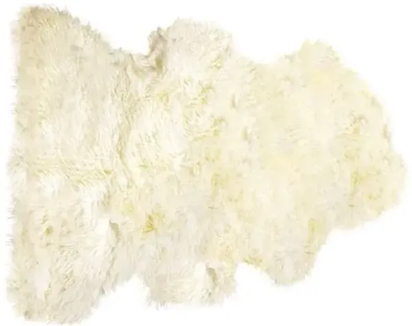 Sheepskin Curly Rug - Natural - Ivory - Ivory