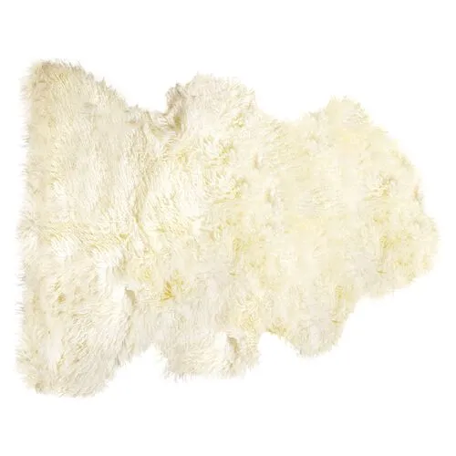 Sheepskin Curly Rug - Natural - Ivory - Ivory