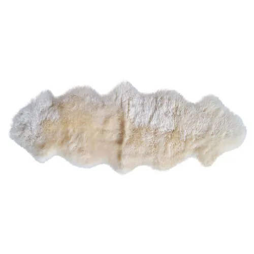 2'x6' Wellington Sheepskin Rug - Gold - natural - Ivory - Ivory
