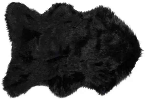 2'x3' Gordon Faux Sheepskin Rug - Black - Black