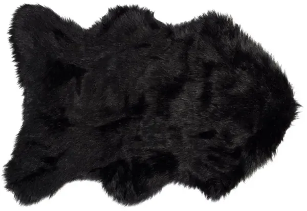 2'x3' Gordon Faux Sheepskin Rug - Black - Black
