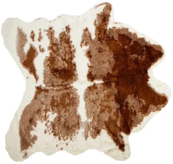 4'3"x5' Faux Hide Rug, Austin Brown/White