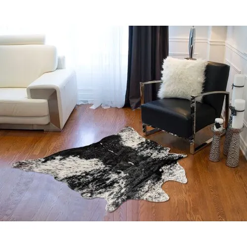 4'3"x5' Faux Hide Rug - Edinburgh S&P Black/White - Black