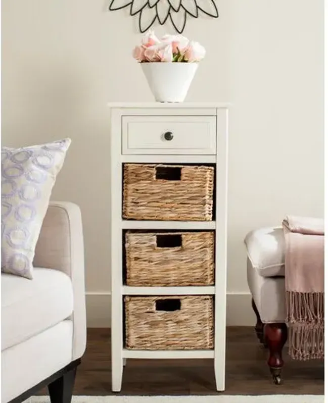 Michaela Side Table - Distressed White - Ivory