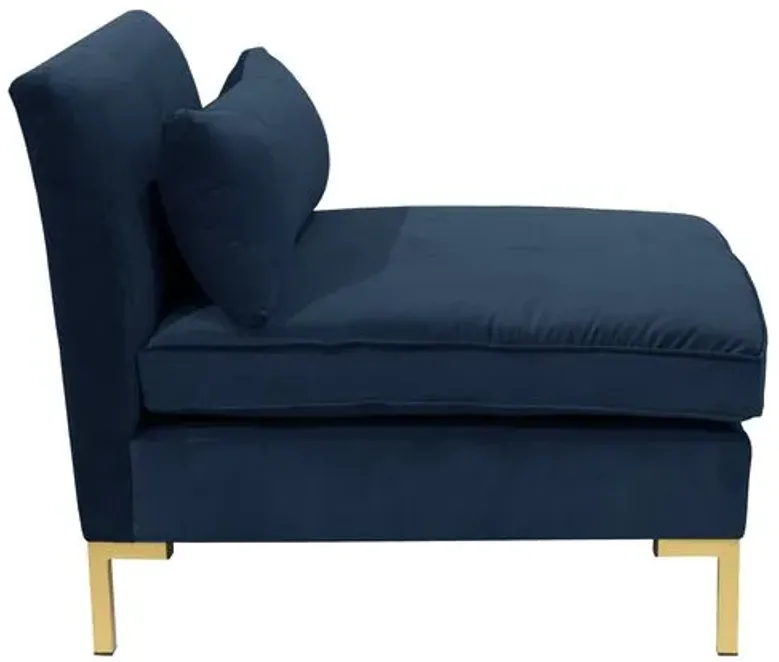 Marceau Velvet Slipper Chair - Handcrafted - Blue