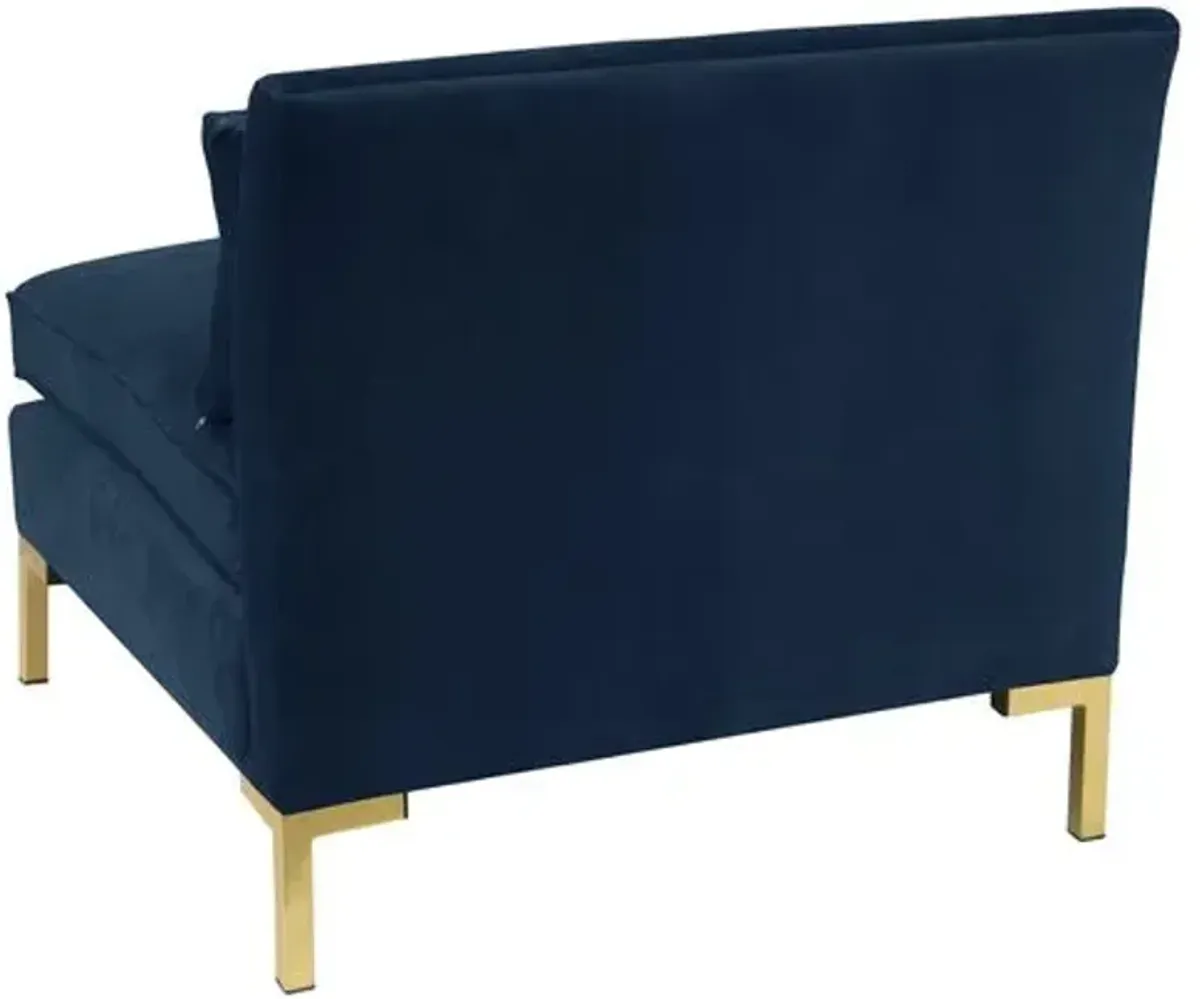 Marceau Velvet Slipper Chair - Handcrafted - Blue